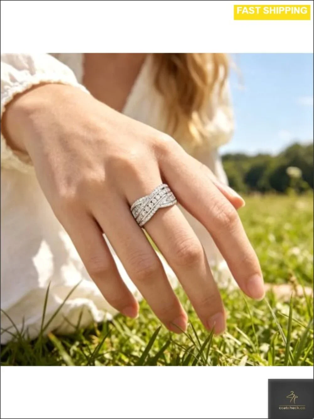 Sterling Silver Moissanite Wedding Band Ring Women Anniversary